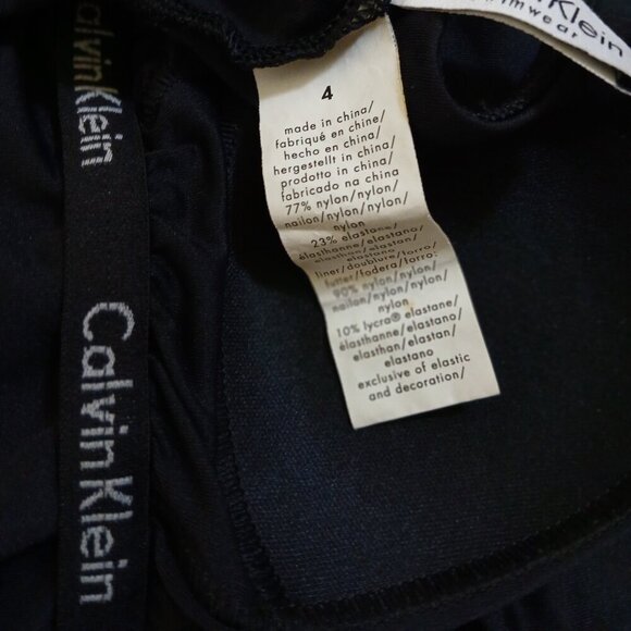 Calvin Klein Black Ruched Tank Skirted Swimdress Super Cute NWOT Sz 4 - Picture 3 of 7